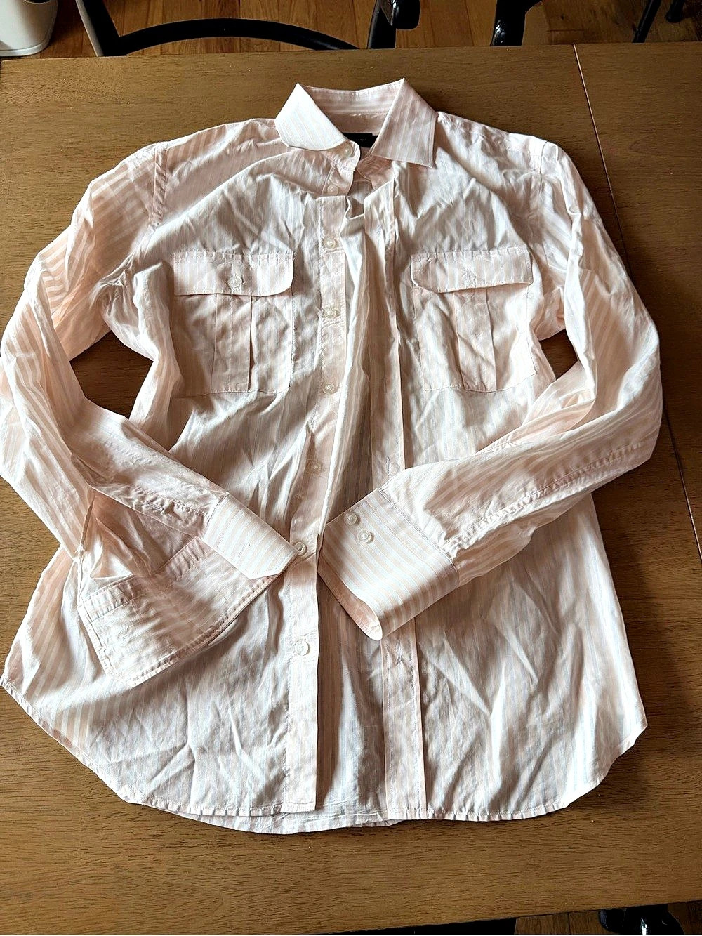 Mulberry Striped Cotton Button Down in Peach & White Size Small